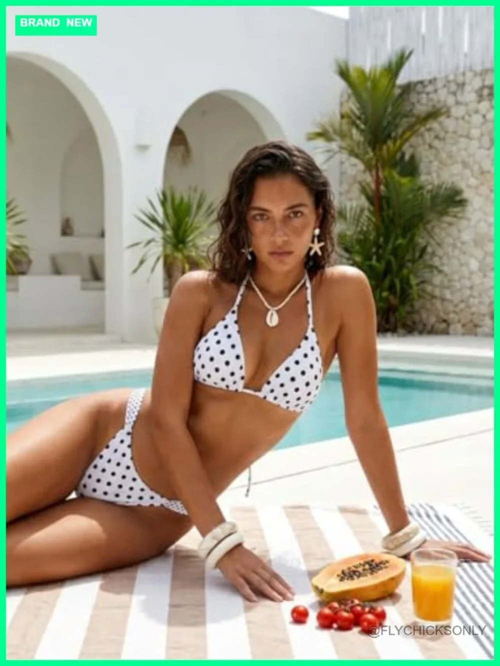 Women's 2 Piece Polka Dot Halter Triangle Bikini Set High Cut Swimwear